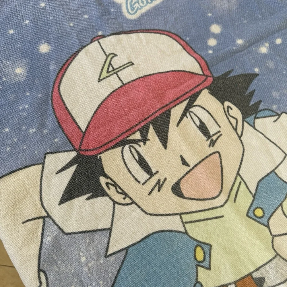 Vintage 1999 2000 Nintendo Pokemon Pikachu Beach Towel Gotta Catch Em All Bleach